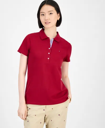 Tommy Hilfiger Women's Pique Short-sleeve Polo Shirt In Red
