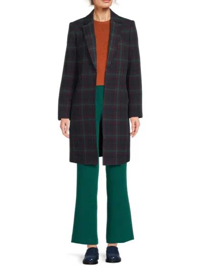 TOMMY HILFIGER WOMEN'S PLAID LONGLINE TOPPER COAT
