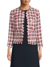 Tommy Hilfiger Women's Open-front Fringe-trim Jacket In Scarlet Multi