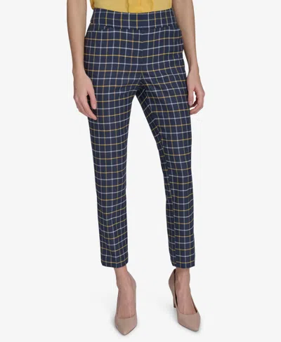 Tommy Hilfiger Women's Plaid-print Slim-fit Ankle Pants In Midnight Multi