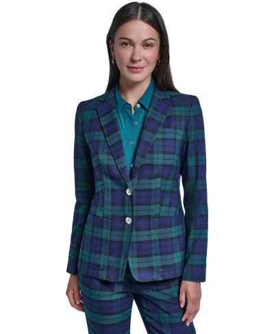 Tommy Hilfiger Women's Plaid Stretch Two-button Blazer In Multi