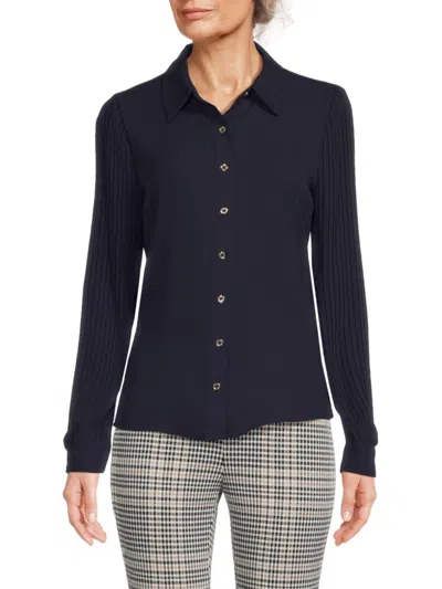 Tommy Hilfiger Women's Pleated Sleeve Shirt In Midnight