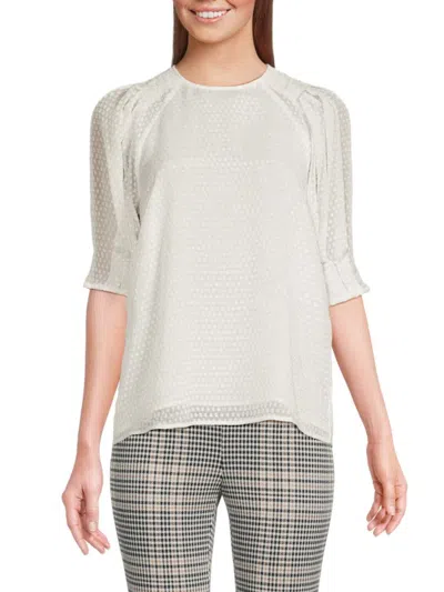 Tommy Hilfiger Women's Pleated Textured Top In Ivory