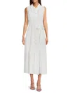 Tommy Hilfiger Women's Point Collar Belted Midi-dress In Ivory