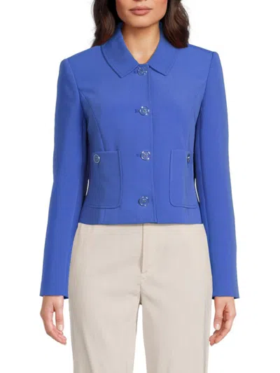 Tommy Hilfiger Women's Patch-pocket Cropped Jacket In Blue