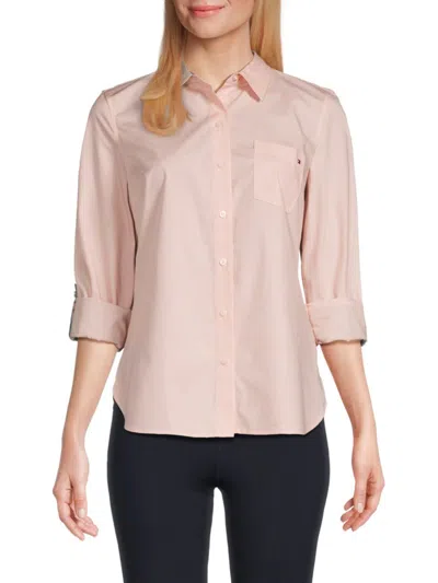 Tommy Hilfiger Women's Point Collar Shirt In Pink