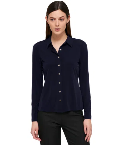 Tommy Hilfiger Women's Point-collar Top In Blue