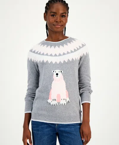 Tommy Hilfiger Women's Polar Bear Fair Isle Sweater In Gray