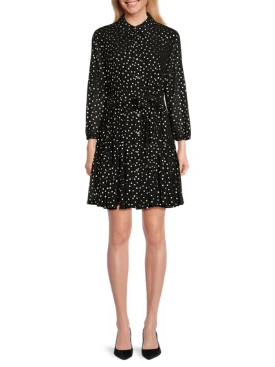 Tommy Hilfiger Women's Polka Dot Mini Shirtdress In Black Gold