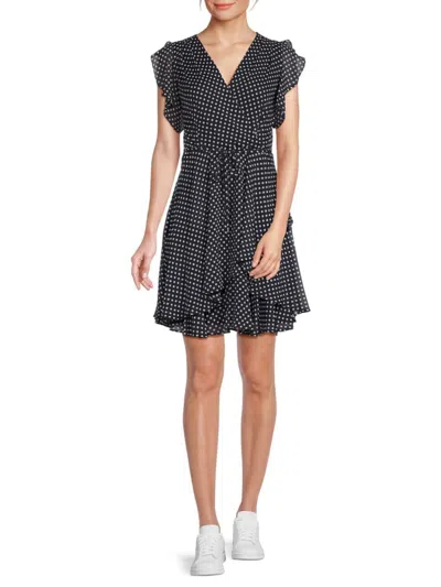 Tommy Hilfiger Women's Polka Dot Ruffle Dress In Navy Ivory