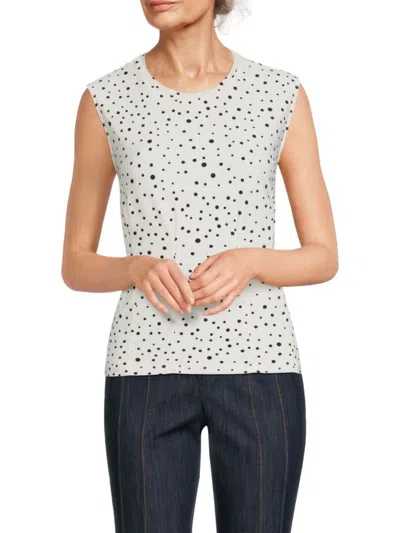 Tommy Hilfiger Women's Polka Dot Sleeveless Top In Ivory Multi