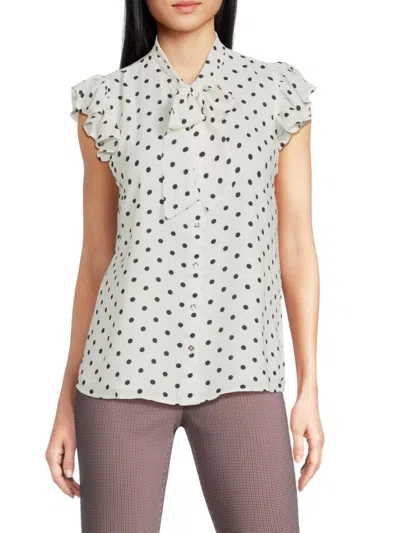 Tommy Hilfiger Women's Polka Dot Top In Ivory Midnight
