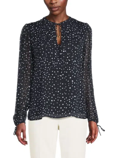 Tommy Hilfiger Women's Polka Dot Top In Midnight Ivory
