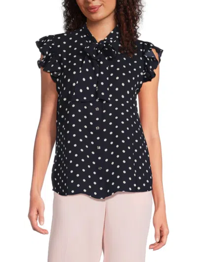 Tommy Hilfiger Women's Polka Dot Top In Midnight Ivory