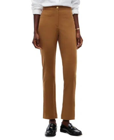 Tommy Hilfiger Women's Ponte Slim Cigarette Mid-rise Pants In Brown