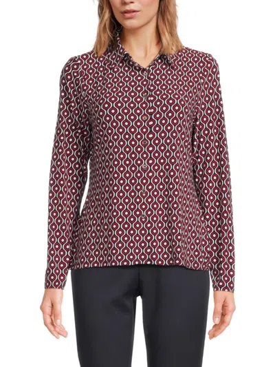 Tommy Hilfiger Women's Print Point Collar Shirt In Midnight Multi