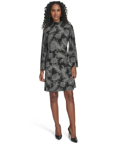 Tommy Hilfiger Women's Printed A-line Shift Dress In Black