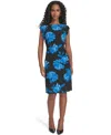 Tommy Hilfiger Women's Printed Cap Sleeve Shift Dress In Blue