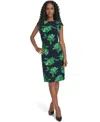 Tommy Hilfiger Women's Printed Cap Sleeve Shift Dress In Green