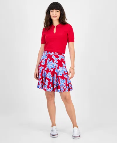 Tommy Hilfiger Women's Printed Godet Pull-on Skirt