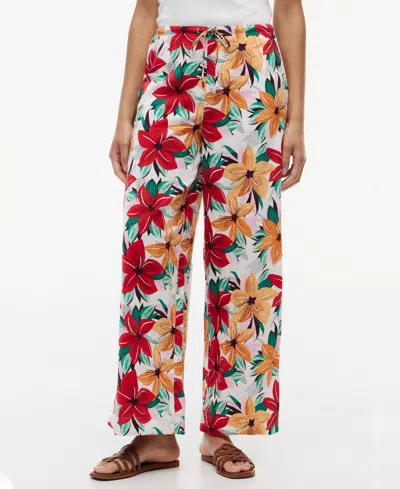 Tommy Hilfiger Women's Printed Linen-blend Pants In Red
