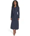 Tommy Hilfiger Women's Printed Long-sleeve Midi Dress In Blue