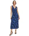 TOMMY HILFIGER WOMEN'S PRINTED RUCHED MIDI DRESS