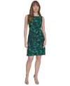Tommy Hilfiger Women's Printed Sleeveless Shift Dress In Parakeet,sky Captain