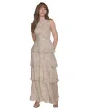 Tommy Hilfiger Women's Printed Tiered Halter Maxi Dress In Khaki Multi