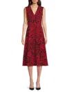 Tommy Hilfiger Women's Printed V-neck Midi-dress In Red