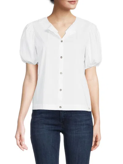 Tommy Hilfiger Women's Puff Sleeves Shirt-style Top In Bright White