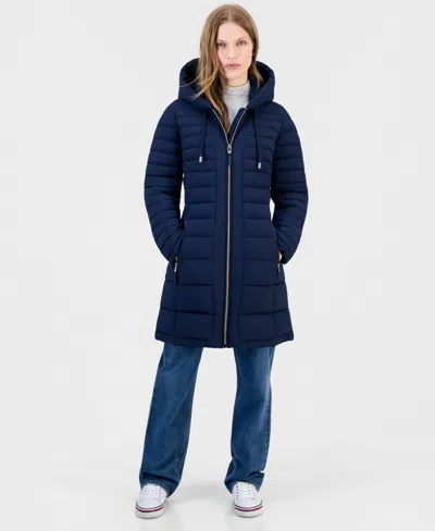 Tommy Hilfiger Women's Puffer Packable Hooded Coat In Blue