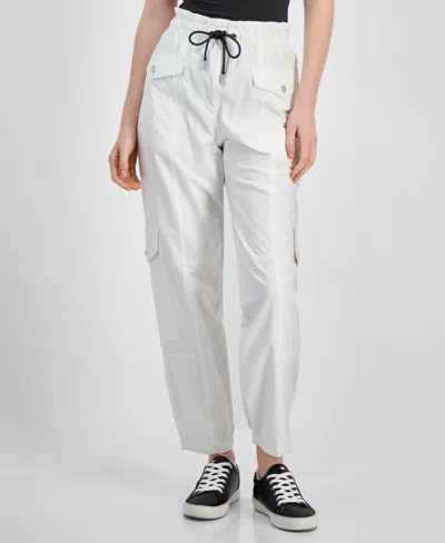 Tommy Hilfiger Women's Pull-on Tie-waist Cargo Pants In Brt White