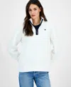 Tommy Hilfiger Women's Quarter-zip Faux-sherpa Jacket In White