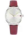 Tommy Hilfiger Women's Quartz Cranberry Leather Strap Watch 35mm In Cranberry