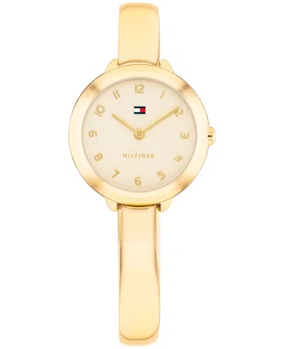 Tommy Hilfiger Women's Quartz Gold Tone Stainless Steel Bangle Bracelet Watch, 26mm In Pink