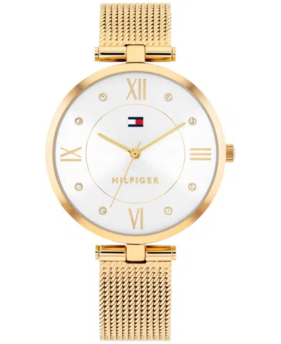 Tommy Hilfiger Women's Quartz Gold Tone Stainless Steel Mesh Bracelet Watch, 34mm