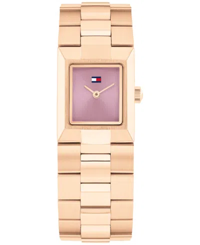 Tommy Hilfiger Women's Quartz Rose Gold Tone Stainless Steel Bracelet Watch, 20.50mm X 25.20mm In Plum
