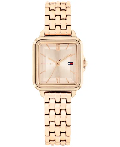 Tommy Hilfiger Women's Quartz Rose Gold-tone Stainless Steel Bracelet Watch, 22.5mm In Pink