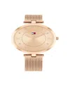 TOMMY HILFIGER WOMEN'S QUARTZ ROSE GOLD-TONE STAINLESS STEEL MESH WATCH 34MM