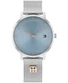 Tommy Hilfiger Women's Quartz Silver-tone Stainless Steel And Carnation Gold Steel Mesh Bracelet Watch 35mm In Silver