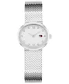 Tommy Hilfiger Women's Quartz Silver Tone Stainless Steel Mesh Bracelet Watch, 25mm In Metallic