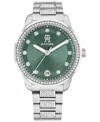 Tommy Hilfiger Women's Quartz Silver-tone Stainless Steel With Crystals Bracelet Watch 36mm In Silver And Crystals