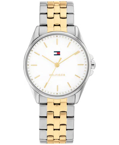 Tommy Hilfiger Women's Quartz Two Tone Stainless Steel Bracelet Watch, 30mm In Metallic
