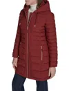 Tommy Hilfiger Women's Quilted Hooded Puffer Coat In Brown