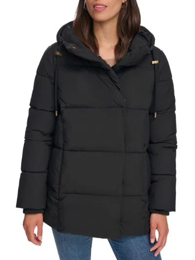 Tommy Hilfiger Women's Quilted Hooded Puffer Jacket In Black