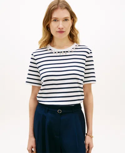 Tommy Hilfiger Women's Ribbed Bling T-shirt In Black