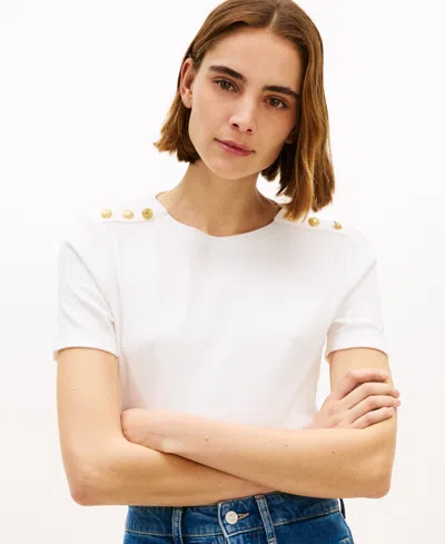 Tommy Hilfiger Women's Ribbed Boxy T-shirt In White