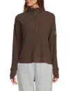 Tommy Hilfiger Women's Ribbed Brushed Cotton-blend Sweatshirt In Brown