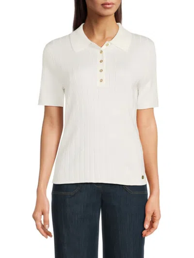 Tommy Hilfiger Women's Ribbed Polo Shirt In Ivory
